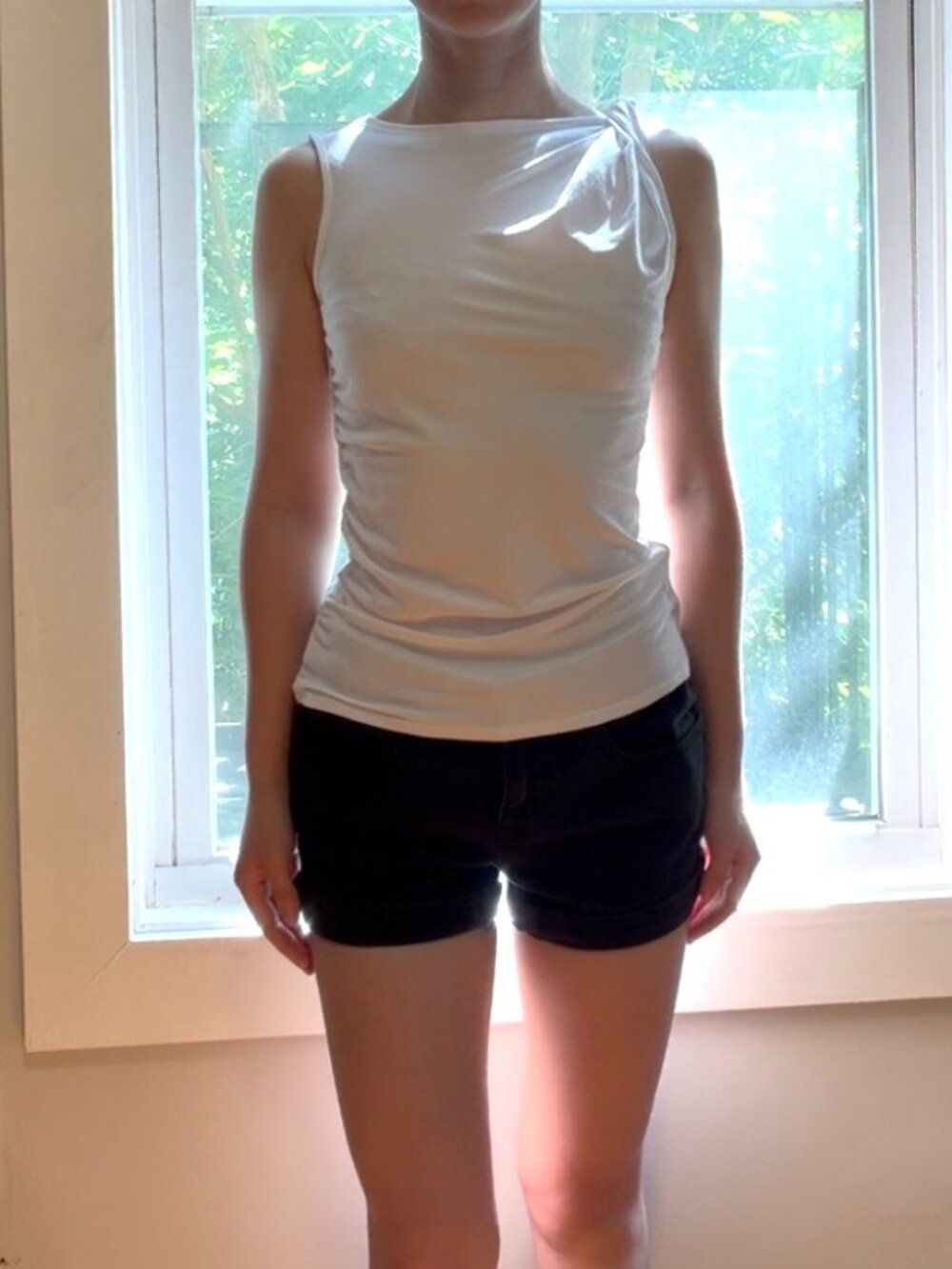 Veronica Beard Otessa Twist Shoulder Ruched Top